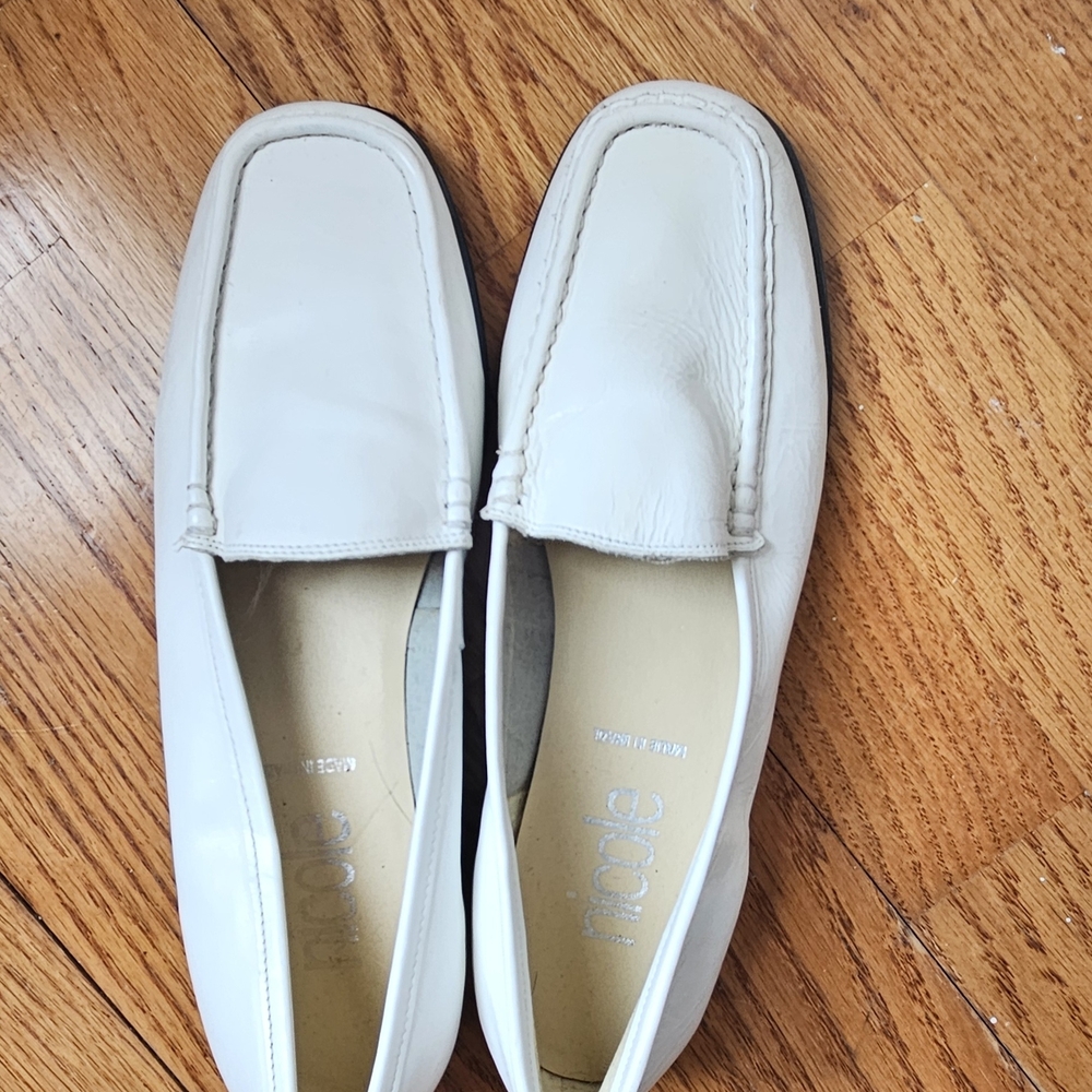 Nicole Cream Leather Loafers